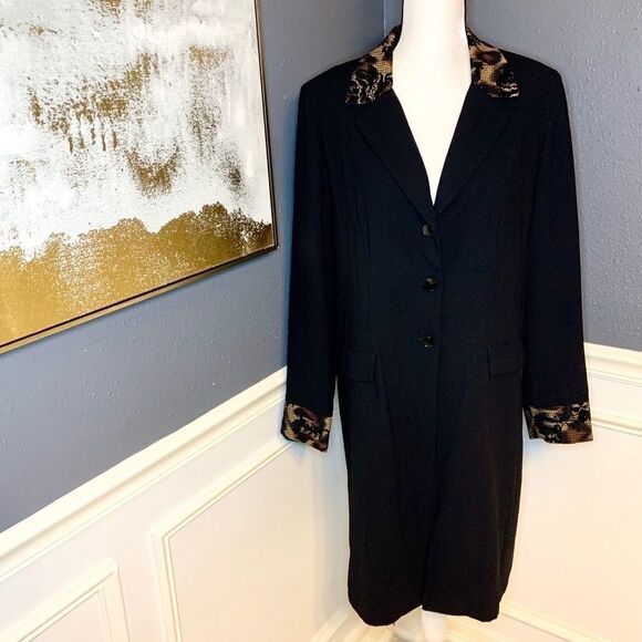 Danny and Nicole leopard & lace accent overcoat - Picture 1 of 6